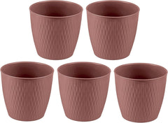 Lot de 5 pots marron diamètre 16 cm - Pots en plastique robustes - Jardinière décorative avec possibilité de drainage - Pot élégant pour l'intérieur et l'extérieur
