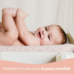 BIOLANE 12 Serviettes Humides Maxi Carrés - Bébés - 100% Bio - 720 Coton - pour peaux sensibles - Change et Toilette - dès la naissance - fabriquées en France