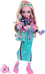 Monster High Lagoona Blue Neptuna Fish Haut court et jupe longue de sport avec 7 accessoires dont lunettes de soleil coquillage, collation et sac, JHK33