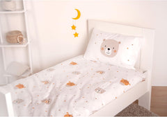 Herding Babybest Little Friends Winterbettwäsche, Kopfkissenbezug 40 X 60 Cm Mit Hoteleinschlag, Bettbezug 100 X 135 Cm, Mit Zwißwerfer, 100% Baumwolle/Flannel, Blanc, Twin Naty Shop