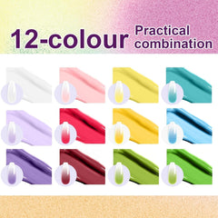 Gel de peinture dégradé, 12 couleurs de vernis à ongles gel ombré avec 100 éponges à ongles et 4 griffes en métal pour manucure française DIY Nail Art, Set I