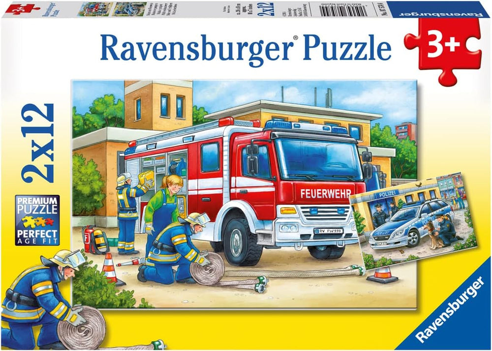 Ravensburger Puzzle pour enfants - 07574 Police et pompiers - Puzzle pour enfants à partir de 3 ans, avec 2X12 pièces Puzzle Naty Shop 07574 Police et pompiers