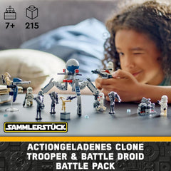 LEGO Star Wars 75372 Pack de combat Clone Trooper et Battle Droid, Incl. 4 figurines, 5 droïdes et une moto speeder avec un tireur - Jouets de construction pour garçons et filles à partir de 7 ans Jeux de construction Besuche den LEGO-Store