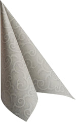 Papstar, 50 Serviettes "Collection ROYAL" pli 1/4 40 cm x 40 cm Gris "Casali", #84889 (Lot de 2)