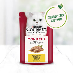 Hrană umedă pentru pisici Gourmet Mon Petit Intense, varietate de păsări de curte, pachet de 8 (8 x 6 pliculețe a câte 50 g fiecare)