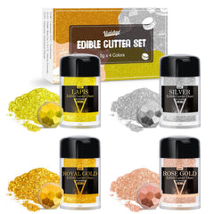 Paillettes comestibles, poussière, différentes couleurs, 30 grammes Naty Shop Set 4 x 5 grammes