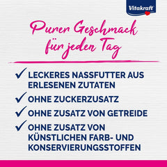 Vitakraft Poésie Classique, nourriture humide pour chat, nourriture pour chat en sauce, au poulet, à la dinde, au bœuf, au saumon, sans sucre ajouté et céréales (1 paquet de 12 x 85g)