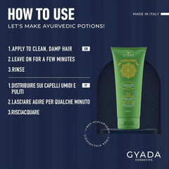 GYADA COSMETICS, Compresse Ayurvédique Renforçante Hyalurvédique, Traitement Professionnel pour Cheveux Fins et Faibles, Anti-Frizz au Methi, Maca, Henné Neutre, Masque Capillaire Naty Shop 200 ml