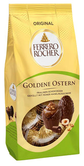Ferrero Rocher Oeufs en Chocolat 90g – Chocolat au Lait avec Morceaux de Noisettes et Crème Fine de Cacao aux Noisettes – Oeufs de Pâques pour Nids de Pâques – Cadeau de Pâques – Chocolat de Pâques, Bonbons de Pâques