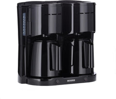 Aparat de cafea cu filtru SEVERIN Duo cu carafă termică, aparat de cafea pentru până la 16 cești, aparat de filtrare atractiv cu 2 carafe izolate, negru, KA 9315