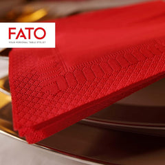 - Șervețele de hârtie de unică folosință, ideale pentru prânzuri informale și bufete, pachet de 50 de șervețele, dimensiune 33X33, 4 pliate, 2 straturi, roșu, 100% hârtie din celuloză pură, certificat Fsc