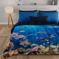 Housse de couette PETTI Artigiani Italiani pour lit double, 100% Made in Italy, Couettes et couettes Aquarium Naty Shop