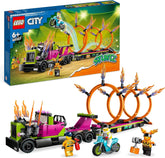 LEGO 60357 City Stuntz Stunttruck mit Feuerreifen-Challenge, mit schwungradbetriebenem Motorradspielzeug und Minifiguren, lustiges Geschenk für Kinder ab 6 Jahren, 2023 Set
