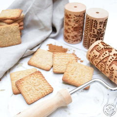 ScrapCooking 3798 Ensemble de rouleaux à biscuits de Noël - 3 mini rouleaux à biscuits en bois à motifs - Décorations en relief - Emporte-pièce sablé