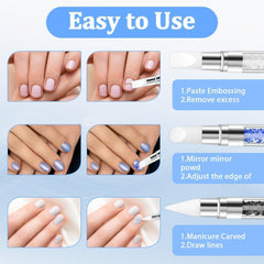 3 pièces Nagel Pinsel Silicone, Nagelkunst Skulptur Stift, Double Köpfe DIY Maniküre Werkzeug, Strassstein Picker, Gel Schnitzen Pinsel For Design, Shaping Drawing Carving Nagelfolie