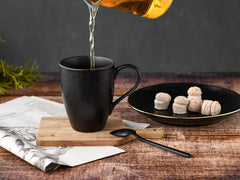 CreaTable, 22699, série Industrial Gold BLACK, service de table 16 pièces pour 4 personnes, service combiné en porcelaine, passe au lave-vaisselle et au micro-ondes, fabrication de qualité