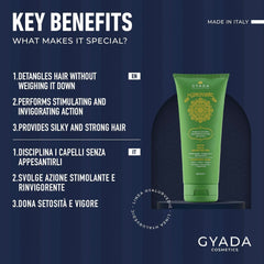 GYADA COSMETICS, Compresse Ayurvédique Renforçante Hyalurvédique, Traitement Professionnel pour Cheveux Fins et Faibles, Anti-Frizz au Methi, Maca, Henné Neutre, Masque Capillaire Naty Shop 200 ml