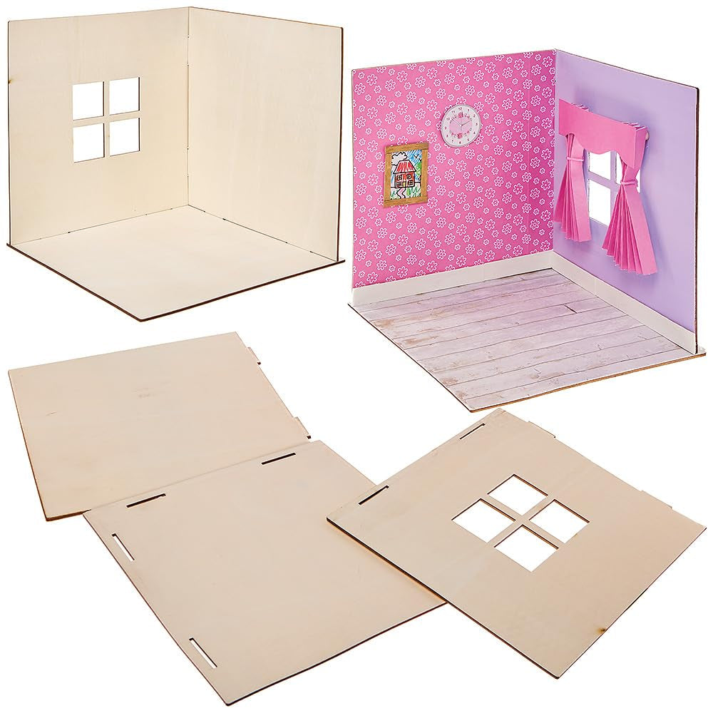 Baker Ross FN255 Mini kit de maison de poupée en bois – Kit de maison de poupée 1 pièce pour enfants Kit de bricolage