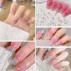Breloques d'art d'ongle de coeur 3D, 320 pièces de breloques d'ongle en acrylique de couleur claire pour femmes, coeur plat en strass de 4 mm, 6 mm, 8 mm, décorations en forme de coeur pour femmes et filles, accessoires de manucure DIY (4 mm, 6 mm, 8 mm)