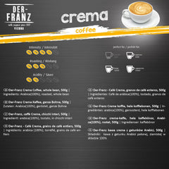 DER-FRANZ Kaffee Crema, Intensité 4/5, 100% Arabica, ganze Kaffeebohnen, 3 x 500 g