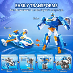 Super Wings Robot Transformateur Mini Avion du Monde 2 en 1 avec Effets Lumineux et Sonores Jouet Transformateur pour Filles et Garçons de 3 Ans Figurines Bleues Naty Shop