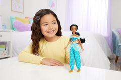 Mattel Disney Princess Toy Jasmine Poupée articulée avec vêtements et accessoires étincelants Cadeau inspiré du film Disney pour enfants HLW12