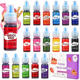 Colorant alimentaire 18 couleurs x 6 ml, colorant alimentaire liquide pour la cuisson de gâteaux, biscuits, macarons, boissons, colorant alimentaire hautement concentré pour œufs de Pâques, slime DIY, coloriage artisanal
