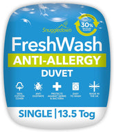 Naty Shop Couette anti-allergie Snuggledown Freshwash, 13,5 Tog chaude pour l'hiver, coton, blanc, pour lit simple, double 13,5 Tog
