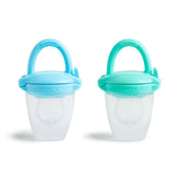 Distributeur de nourriture en silicone pour bébé Munchkin | Idéal pour les déplacements – sachets en silicone pour aliments surgelés | Distributeur de nourriture auto-alimenté | Nourrisseur de sevrage | Sans BPA | À partir de 4 mois | Paquet de 2 | Bleu et vert