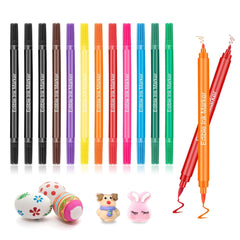 Stylos colorants alimentaires 12 pièces, stylos colorants alimentaires pour la cuisson, marqueurs alimentaires à pointe fine et épaisse, stylo comestible pour gâteaux, fondants, biscuits, œufs de Pâques, macarons