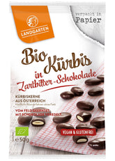 Landgarten Graines de citrouille biologiques au chocolat noir – Snack végétalien au chocolat aux graines de citrouille rôties – Source de magnésium – 1 x 50 g