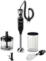 Bosch Stabmixer Ergomixx MSM67170, Edelstahl-Mixfuß, Universalzerkleinerer, Mix- Und Messbecher, Schneebesen, Ice-Crush-Klinge, Leichtes Gehäuse, 12 Stufen plus Turbostufe, 750 W, Schwarz/Grau Bucatarie Naty Shop