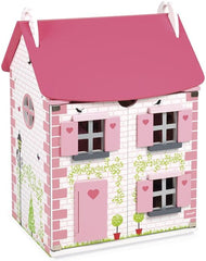 Janod - Maison de poupée en bois Mademoiselle, 3 étages et 11 accessoires, réplique de jouet, développe l'imagination, à partir de 3 ans, J06581, rose Naty Shop Dollhouses