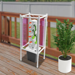 Kit de creștere turn hidroponic, 30 de găuri, 6 niveluri, turn de plantare fără sol, sistem hidroponic, turn aeroponic, grădină verticală, turn de căpșuni, sistem de creștere hidroponic pentru ierburi, fructe și legume (gri)