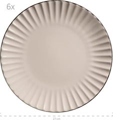 MÄSER 931967 Set de veselă Osita Retro Series pentru 6 persoane în formă de val, set de veselă rotundă cu 18 piese, farfurii de cină, farfurii de desert și boluri pentru cereale, ceramică, alb crem