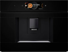 Bosch CTL7181B0, Machine à expresso automatique intelligente intégrée série 8, 45,5 x 59,4 cm, écran tactile TFT, broyeur à entraînement en céramique très silencieux, fonction autonettoyante AutoMilk Clean, réservoir d'eau 2,4 L, noir