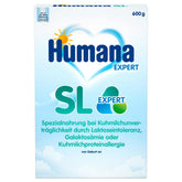 Humana SL Expert, de la naștere, formulă specială pentru intoleranța la laptele de vacă cauzată de intoleranță la lactoză, galactozemie sau alergie la proteinele din laptele de vacă, pentru sugari și copii mici, 600 g