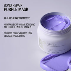 Schwarzkopf Professional BLONDME Bond Repair Purple Mask Masque pour cheveux frais Neutralise les tons jaunes pour cheveux teints, décolorés et clairs Revitalisant et fortifiant en profondeur 200 ml Masque capillaire Naty Shop