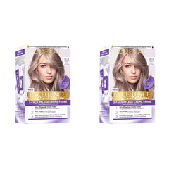 L'Oréal Paris Coloration Permanente Résultat Coloration, Couverture 100% des cheveux gris, ensemble avec teinture, shampoing et crème de soin, Excellence Cool Creme, N° 8.11 Ultra Cool Light Blonde (Blond) (Pack de 2) Naty Shop Hair Dye Default Title