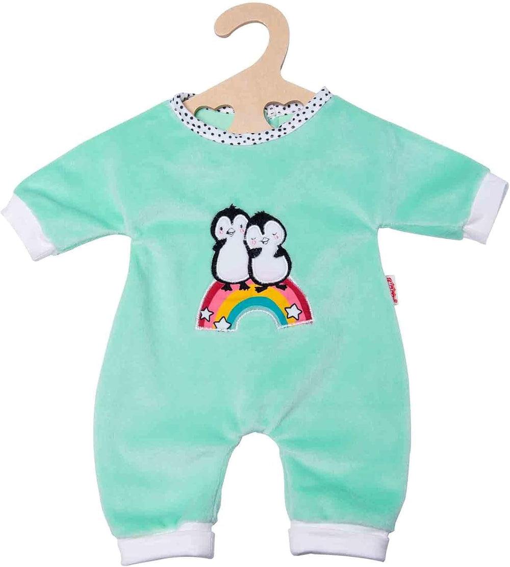 Heless 2181 - Strampler für Puppen im Pinguin Pünktchen Design, aus Softvelours mit hochwertiger Bestickung, Größe 35 - 45 cm