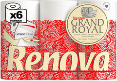 Papier toilette Renova Renova Grand Royal 4 épaisseurs - 6 rouleaux, Large (paquet de 5)