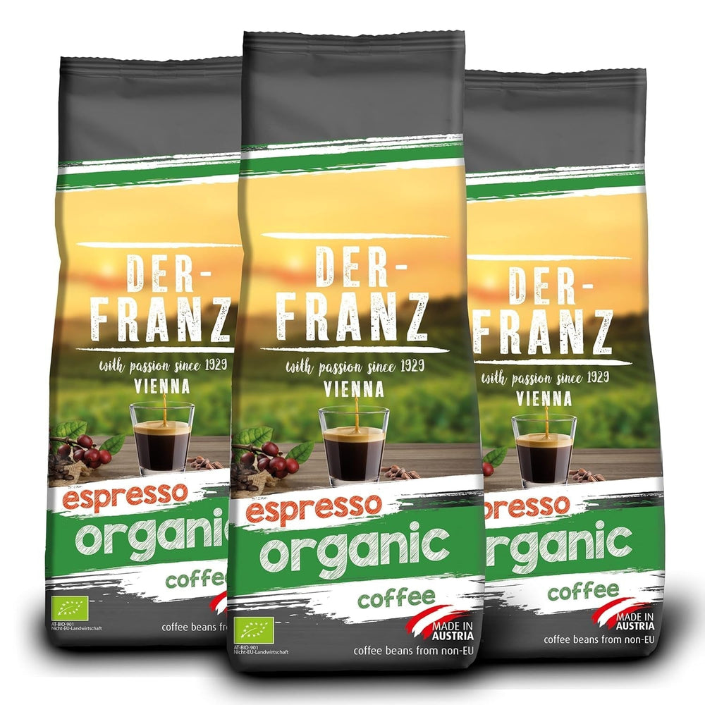 Café Bio Espresso Der-Franz, Intensité 5/5, Arabica et Robusta Bio, grains entiers Naty Shop Coffee 3 x 500 grammes Espresso Bio