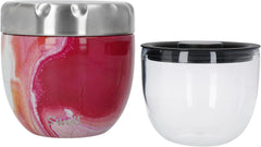 Eats Bol alimentaire 2 en 1 avec couvercle à vis, 636 ml, agate rose, bouteille anti-fuite à triple isolation pour les voyages, jusqu'à 11 heures froides/7 heures chaudes, boîtes de conservation des aliments Naty Shop