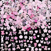 200 Pièces Breloques Nail Art 3D Ensemble de Décoration Nail Art Nœud Pendentif Ongle Rose Style Mixte Nœud Fleur Ours en Peluche Sucette Forme de Coeur Décoration Nail Art DIY Artisanat Conception d'Ongles