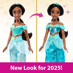 Mattel Disney Princess Toy Jasmine Poupée articulée avec vêtements et accessoires étincelants Cadeau inspiré du film Disney pour enfants HLW12