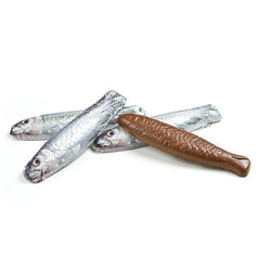 Sardines au chocolat - en conserve - cinq poissons au chocolat | Cadeau drôle de chocolat | Poisson au chocolat | Figurines de poissons | Pas d'alcool