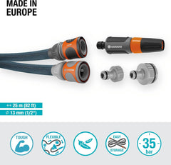 Gardena Liano Xtreme 1/2" 25 m : tuyau d'arrosage textile extrêmement robuste avec tuyau intérieur en PVC léger et résistant aux intempéries (18475-20)