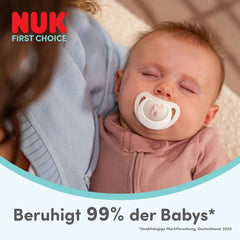 Sucettes NUK First Choice pour bébés | 6-18 mois | Sucettes orthodontiques | Apaise 99% des bébés** | Singe/Kangourou | Paquet de 2