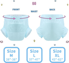 CutiePlusU Couches pour adultes, surface sèche, absorption maximale pendant la nuit, couche jetable pour incontinence – Bleu, lot de 2 (moyen 71-96 cm)