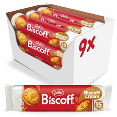 Biscoff Lotus | Biscuits sandwich jumeaux fourrés à la crème de biscoff | 15 biscuits sandwich par paquet | Uniquement des ingrédients naturels | Végétaliens | Sans colorants ni arômes ajoutés | 9x150g | 1,35kg